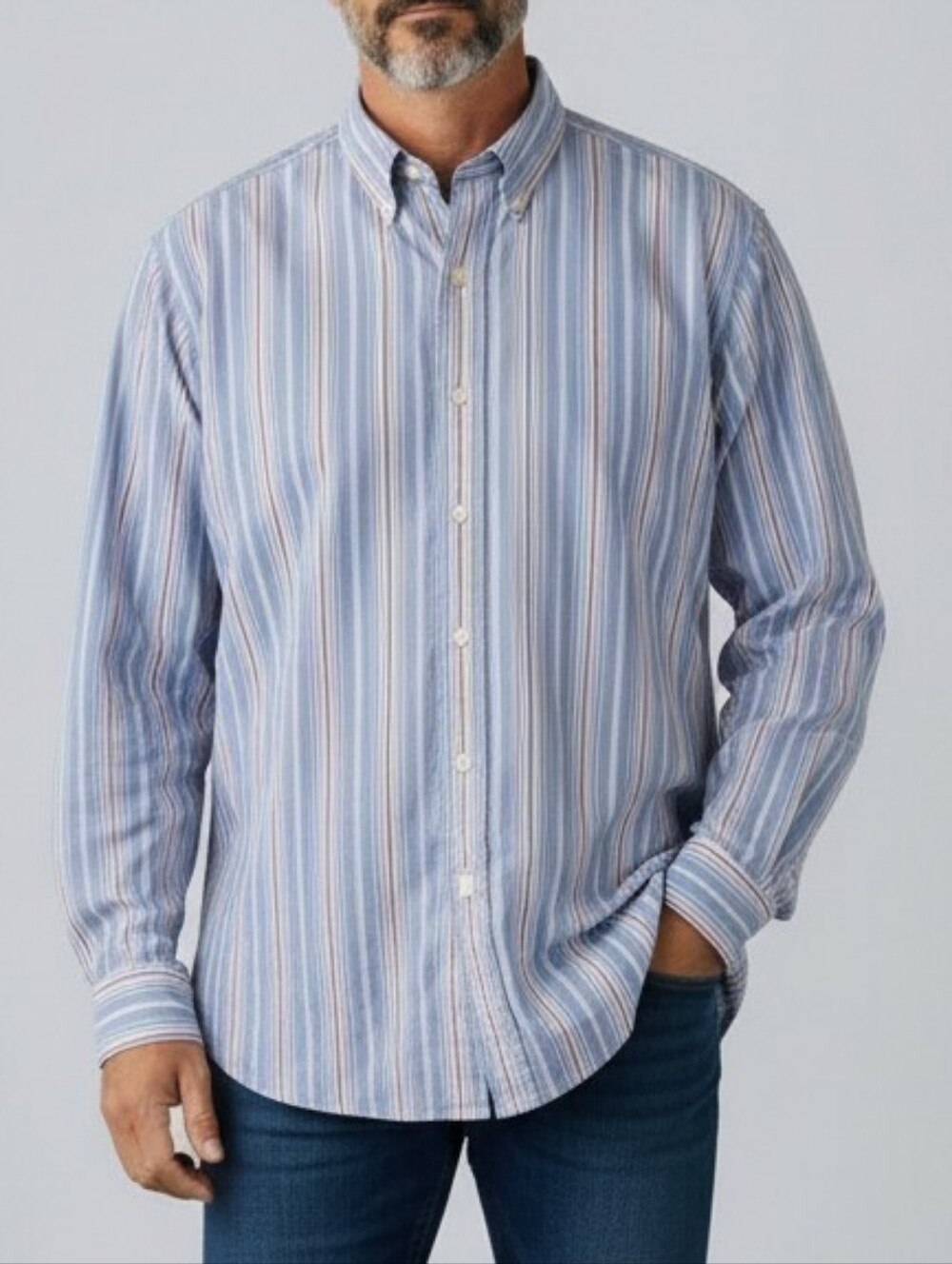 Polo Golf Ralph Laurn Casual Light Blue Multi-Stripe Button-Down Shirt XL